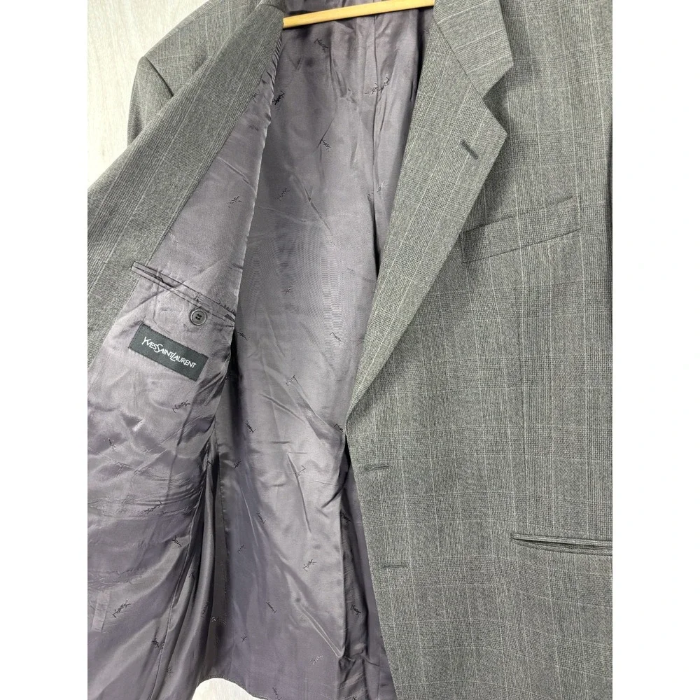 VTG Yves Saint Laurent Wool Suit 44S 38x29 Gray Made Canada Dillard's YSL